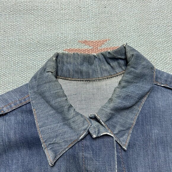 Vintage 70s Levi’s for gals denim trucker jacket big E distressed women S/M - Picture 11 of 16